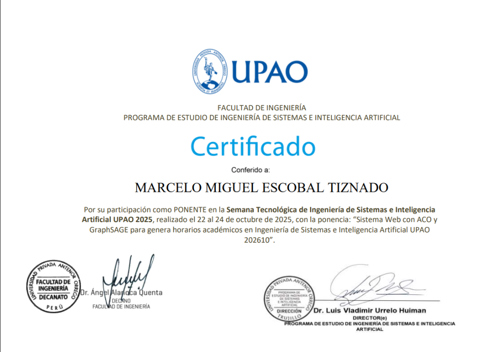 Certificado UPAO Ponente