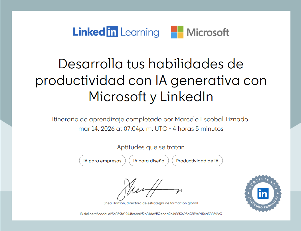 Certificado IA Generativa Microsoft LinkedIn