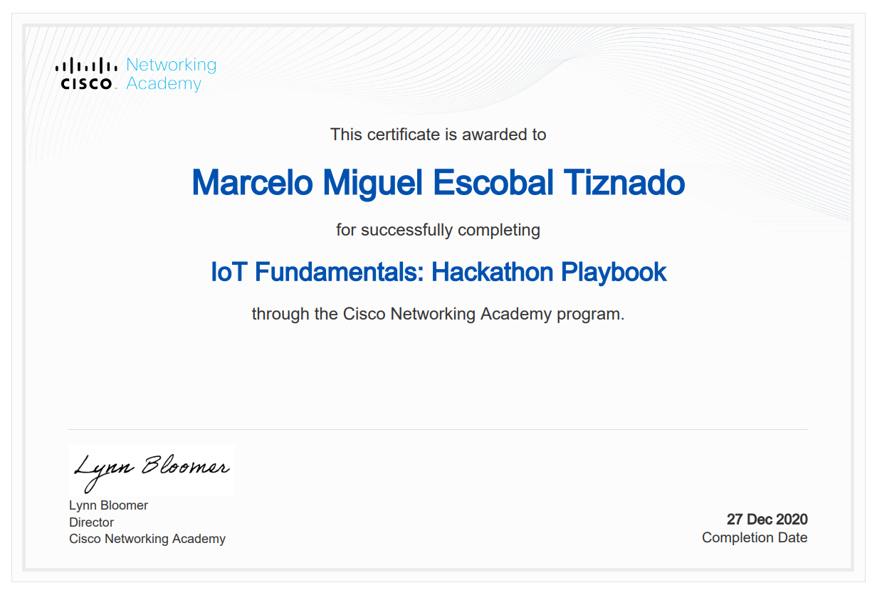 Certificado IoT Fundamentals Cisco